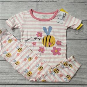 The Children's Place Toddler Girls Pink and Yellow ‘Bee Happy’ Pajama Set